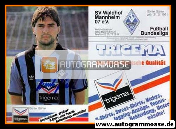 Autogramm Fussball | SV Waldhof Mannheim | 1987 | Günter GÜTTLER