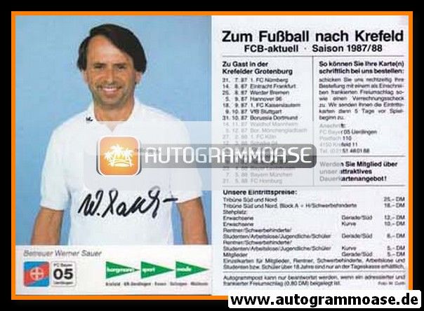 Autogramm Fussball | KFC Uerdingen 05 | 1987 | Werner SAUER