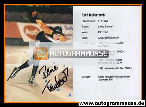 Autogramm Eisschnelllauf | Rene TAUBENRAUCH | 1990er (Rennszene Color)