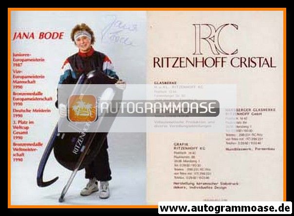 Autogramm Rodeln | Jana BODE | 1990er (Ritzenhoff Cristal)