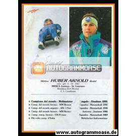 Autogramm Rodeln | Arnold HUBER | 1991 (Verkehrsverein St. Lorenzen)