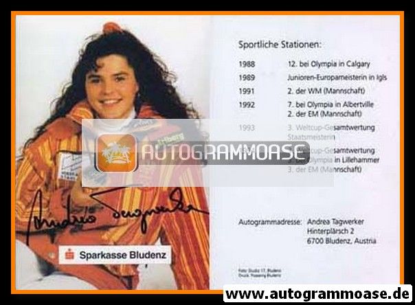 Autogramm Rodeln | Andrea TAGWERKER | 1990er (Sparkasse)