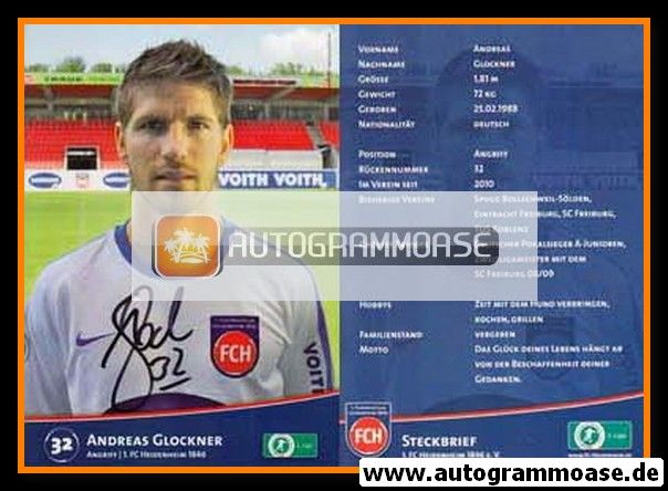 Autogramm Fussball | 1. FC Heidenheim 1846 | 2010 | Andreas GLOCKNER