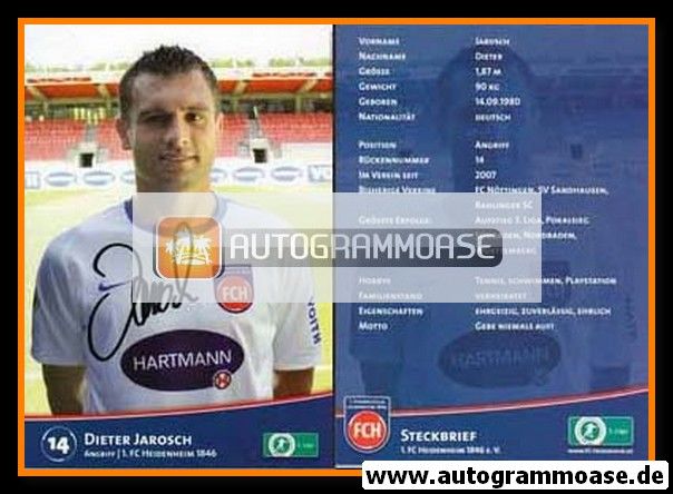 Autogramm Fussball | 1. FC Heidenheim 1846 | 2010 | Dieter JAROSCH