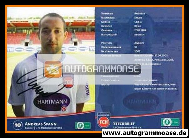 Autogramm Fussball | 1. FC Heidenheim 1846 | 2010 | Andreas SPANN