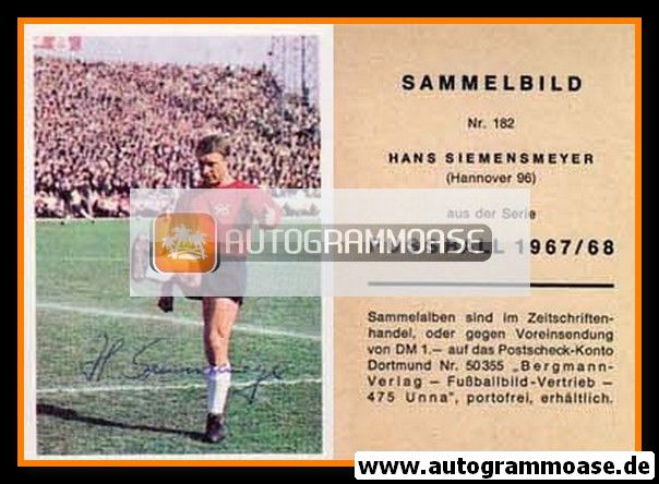 Autogramm Fussball | Hannover 96 | 1967 | Hans SIEMENSMEYER (Bergmann 182)