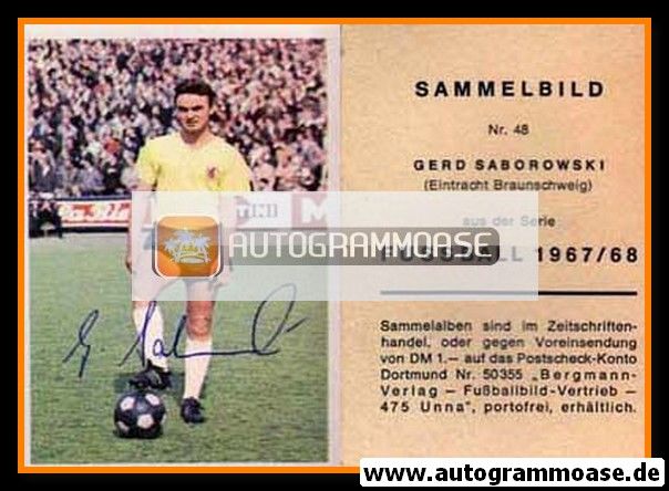 Autogramm Fussball | Eintracht Braunschweig | 1967 | Gerd SABOROWSKI (Bergmann 048)
