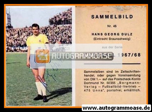 Autogramm Fussball | Eintracht Braunschweig | 1967 | Hans-Georg DULZ (Bergmann 046)
