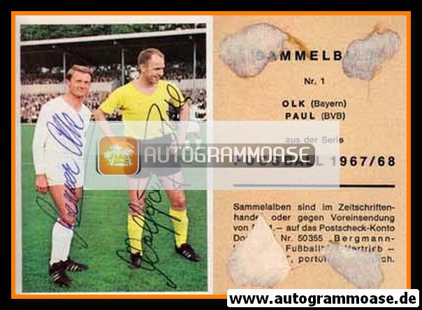 Autogramme Fussball | Bayern/BVB | 1967 | Werner OLK + Wolfgang PAUL (Bergmann 001)