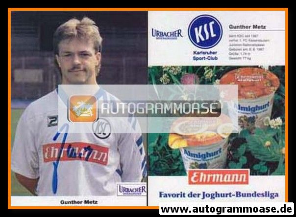 Autogramm Fussball | Karlsruher SC | 1992 | Gunther METZ