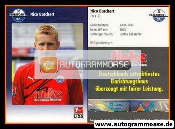 Autogramm Fussball | SC Paderborn 07 | 2009 | Nico BURCHERT