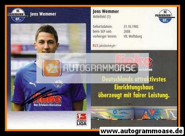 Autogramm Fussball | SC Paderborn 07 | 2009 | Jens WEMMER