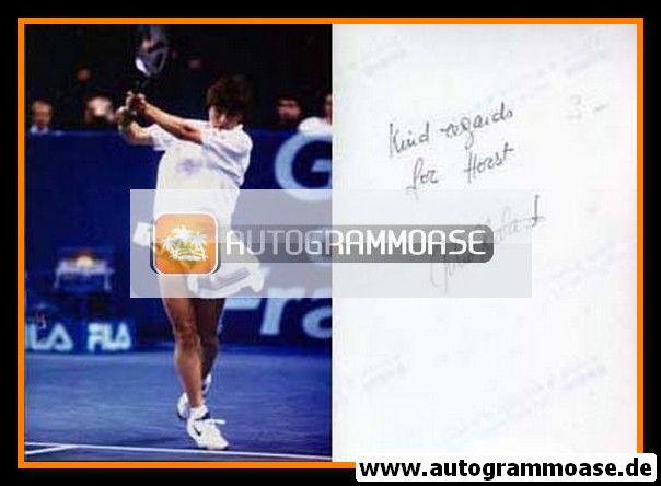Autogramm Tennis | Julie HALARD | 1990er Foto (Spielszene)