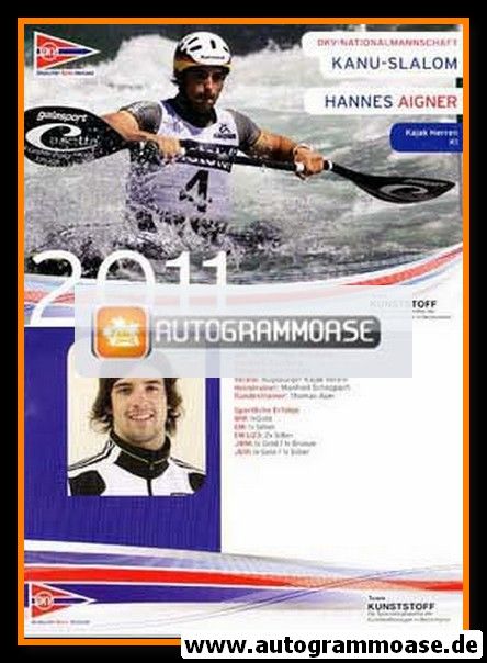 Autogrammkarte Kanu | Hannes AIGNER | 2011 (DKV)