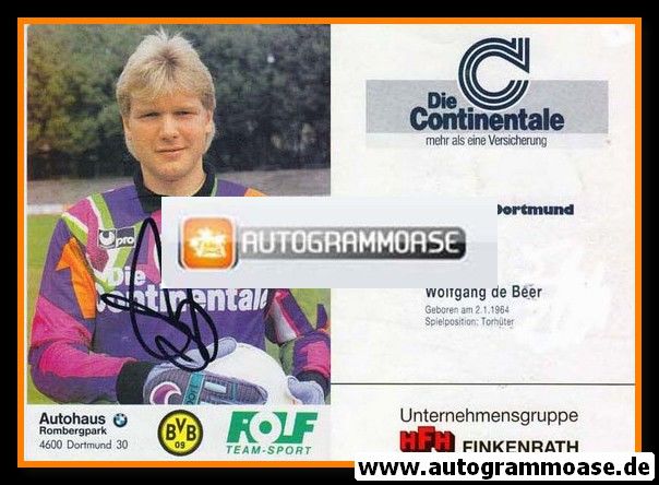 Autogramm Fussball | Borussia Dortmund | 1992 | Wolfgang DE BEER