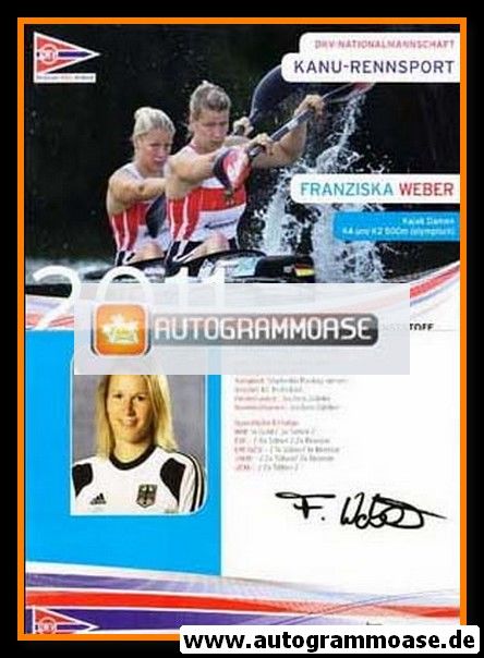 Autogramm Kanu | Franziska WEBER | 2011 Druck (DKV)