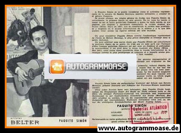 AK Flamenco | Paquito SIMON | 1970er (Artistas Belter)
