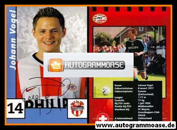 Autogramm Fussball | PSV Eindhoven | 1999 Druck | Johann VOGEL