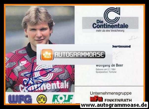 Autogramm Fussball | Borussia Dortmund | 1993 | Wolfgang DE BEER