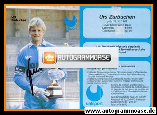 Autogramm Fussball | BSC Young Boys Basel | 1985 Uhlsport | Urs ZURBUCHEN