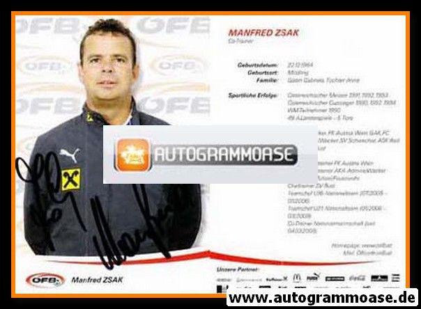 Autogramm Fussball | Österreich | 2009 | Manfred ZSAK