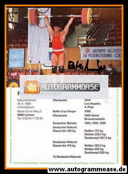 Autogramm Gewichtheben | Peter IMMESBERGER | 1980er (Kanne)