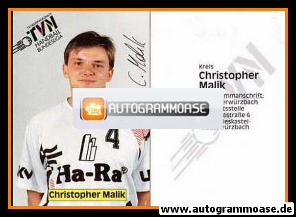 Autogramm Handball | TV Niederwürzbach | 1990er Ha-Ra | Christopher MALIK