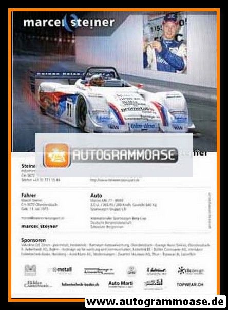 Autogramm Tourenwagen | Marcel STEINER | 2000er (Race Car Nr. 71)