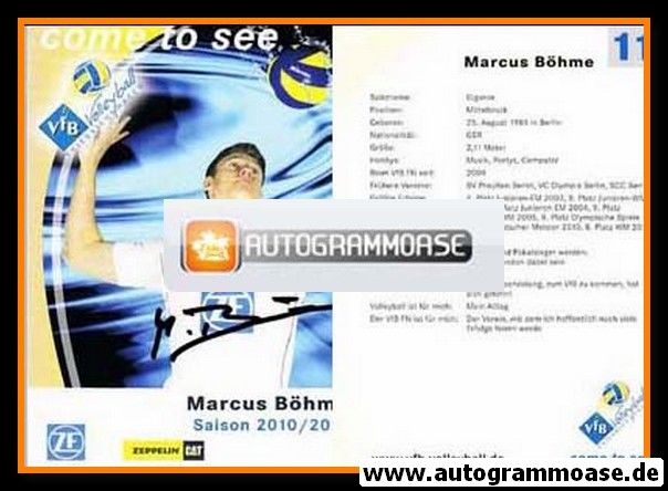 Autogramm Volleyball | VfB Friedrichshafen | 2010 | Marcus B&Ouml;HME