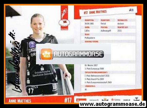 Autogramm Volleyball | Dresdner SC 1898 (Damen) | 2011 | Anne MATTHES