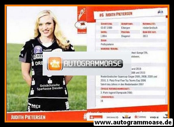 Autogrammkarte Volleyball | Dresdner SC 1898 (Damen) | 2011 | Judith PIETERSEN