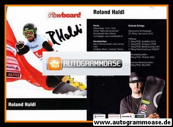 Autogramm Snowboard | Roland HALDI | 2010 (Swiss)