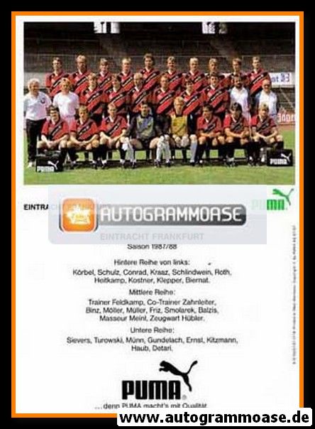 Mannschaftskarte Fussball | Eintracht Frankfurt | 1987 Puma