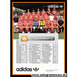 Mannschaftskarte Fussball | 1. FC Kaiserslautern | 1981 Adidas