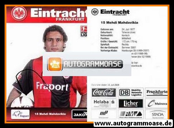 Autogramm Fussball | Eintracht Frankfurt | 2008 | Mehdi MAHDAVIKIA