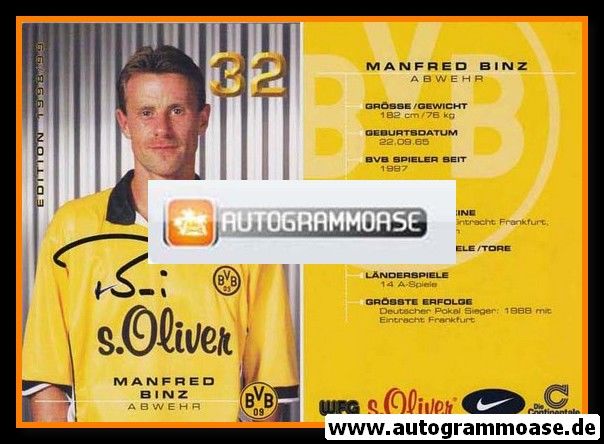 Autogramm Fussball | Borussia Dortmund | 1998 | Manfred BINZ