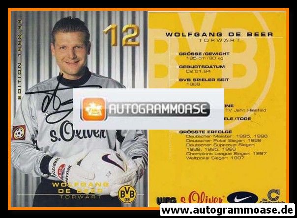 Autogramm Fussball | Borussia Dortmund | 1998 | Wolfgang DE BEER