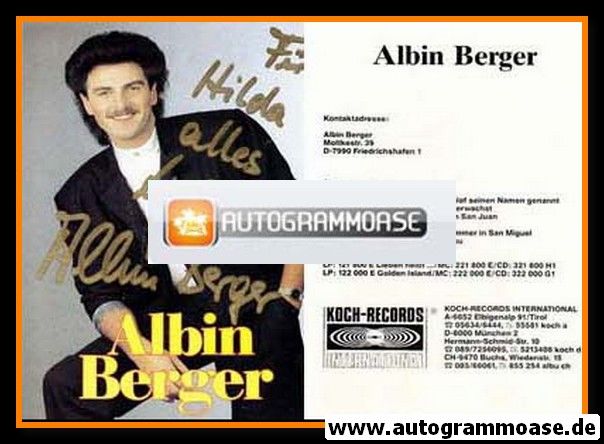 Autogramm Schlager | Albin BERGER | 1985 (Koch-Records)