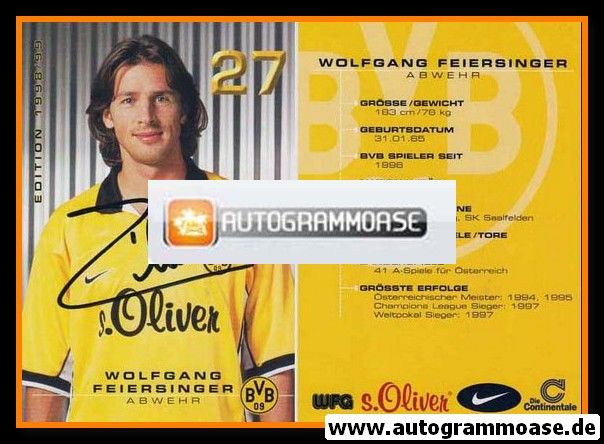 Autogramm Fussball | Borussia Dortmund | 1998 | Wolfgang FEIERSINGER