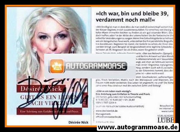 Autogramm Kabarett | Desiree NICK | 2005 "Gibt Es Ein Leben Nach Vierzig?"
