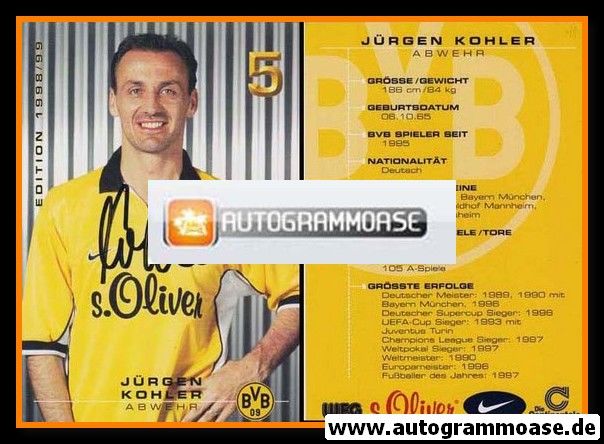 Autogramm Fussball | Borussia Dortmund | 1998 | Jürgen KOHLER