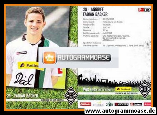 Autogramm Fussball | Borussia Mönchengladbach | 2009 | Fabian BÄCKER