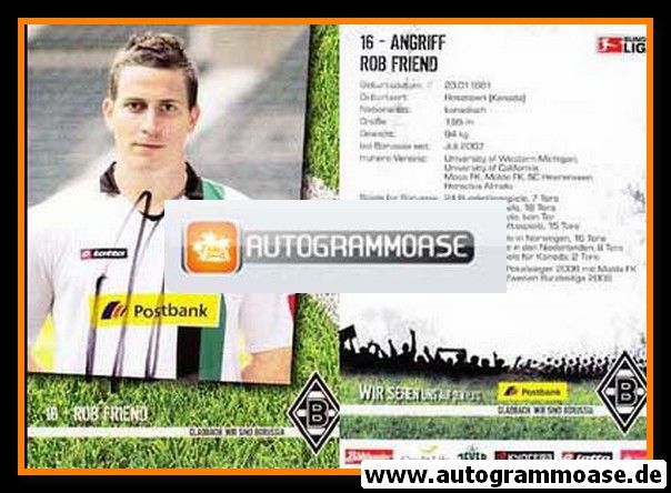 Autogramm Fussball | Borussia Mönchengladbach | 2009 | Rob FRIEND