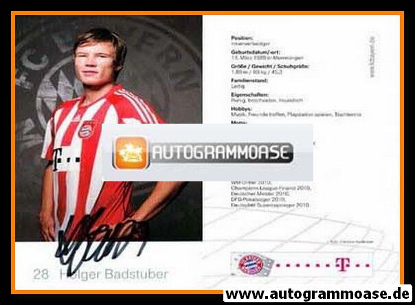Autogramm Fussball | FC Bayern München | 2010 | Holger BADSTUBER