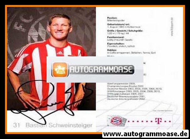 Autogramm Fussball | FC Bayern München | 2010 | Bastian SCHWEINSTEIGER