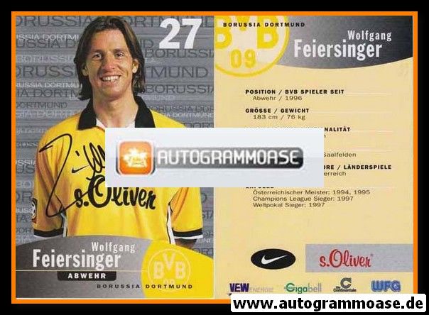 Autogramm Fussball | Borussia Dortmund | 1999 | Wolfgang FEIERSINGER