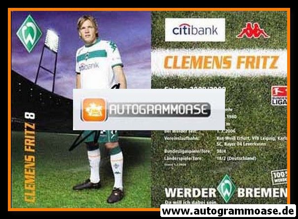 Autogramm Fussball | SV Werder Bremen | 2008 | Clemens FRITZ