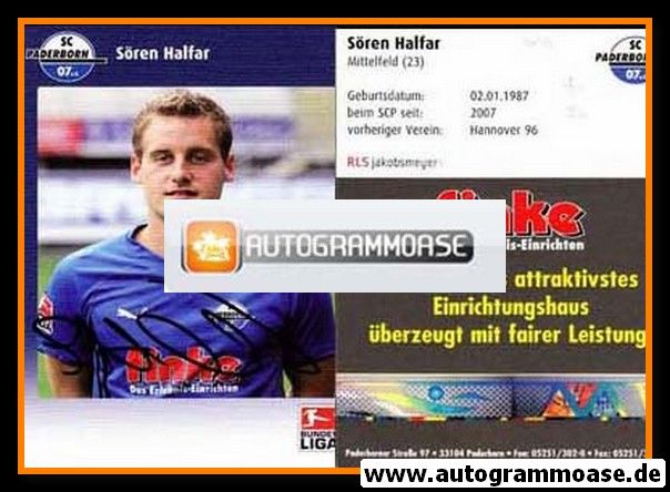 Autogramm Fussball | SC Paderborn 07 | 2009 | Sören HALFAR