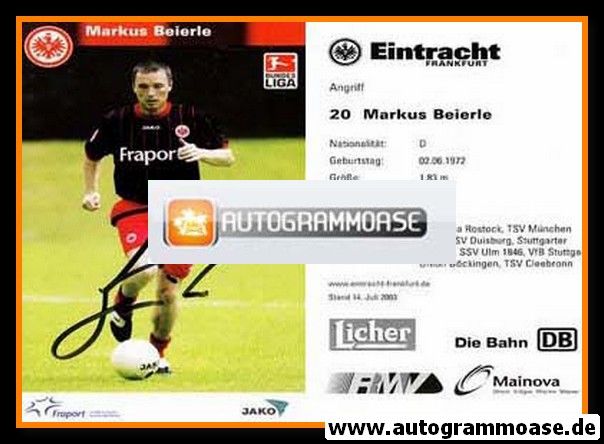 Autogramm Fussball | Eintracht Frankfurt | 2003 | Markus BEIERLE
