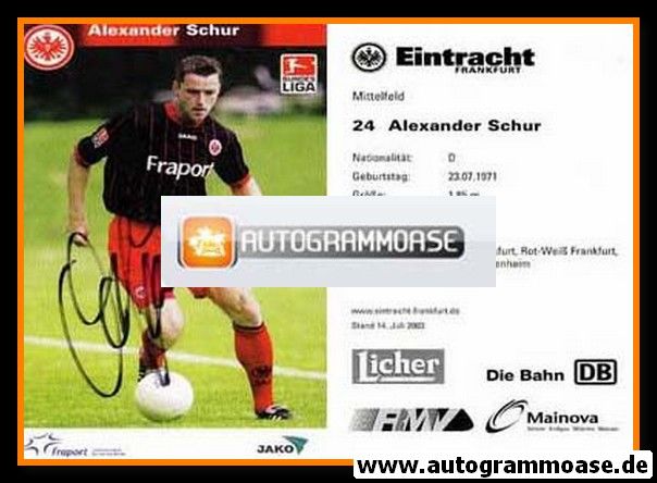Autogramm Fussball | Eintracht Frankfurt | 2003 | Alexander SCHUR